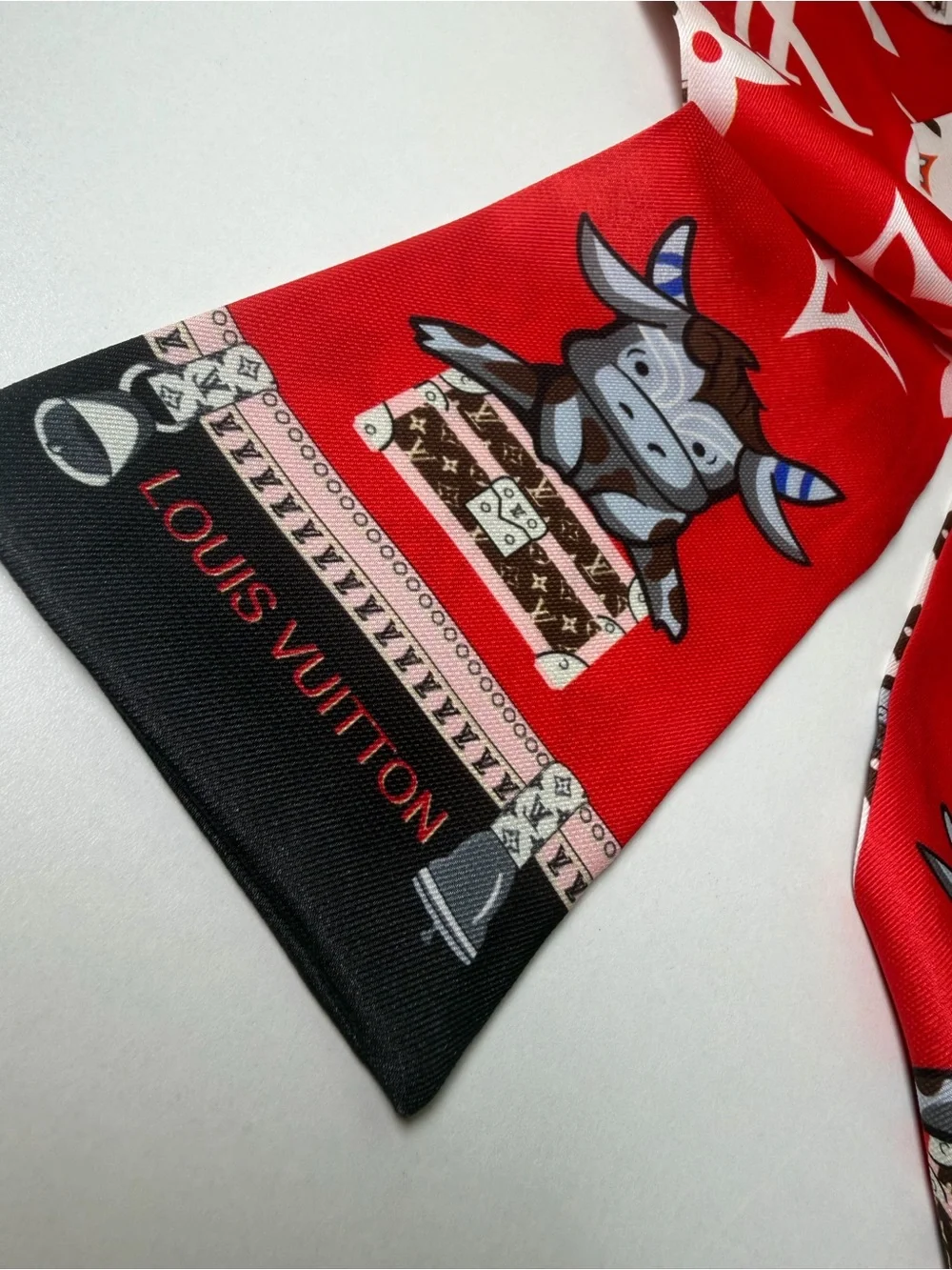 Louis Vuitton Silk Monogram Rodeo Bandeau Red